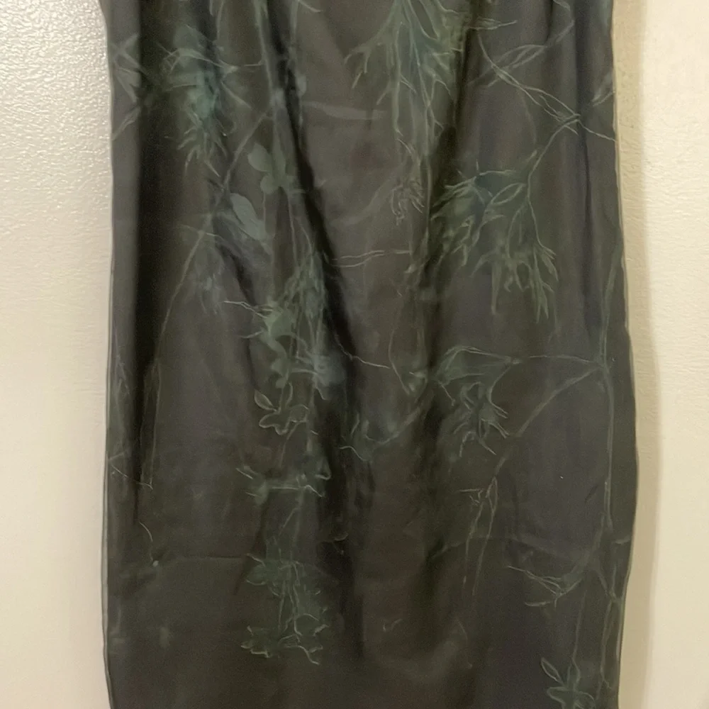 Ann Taylor loft silk organza LBD black green silk organza dress holiday 2 EUC